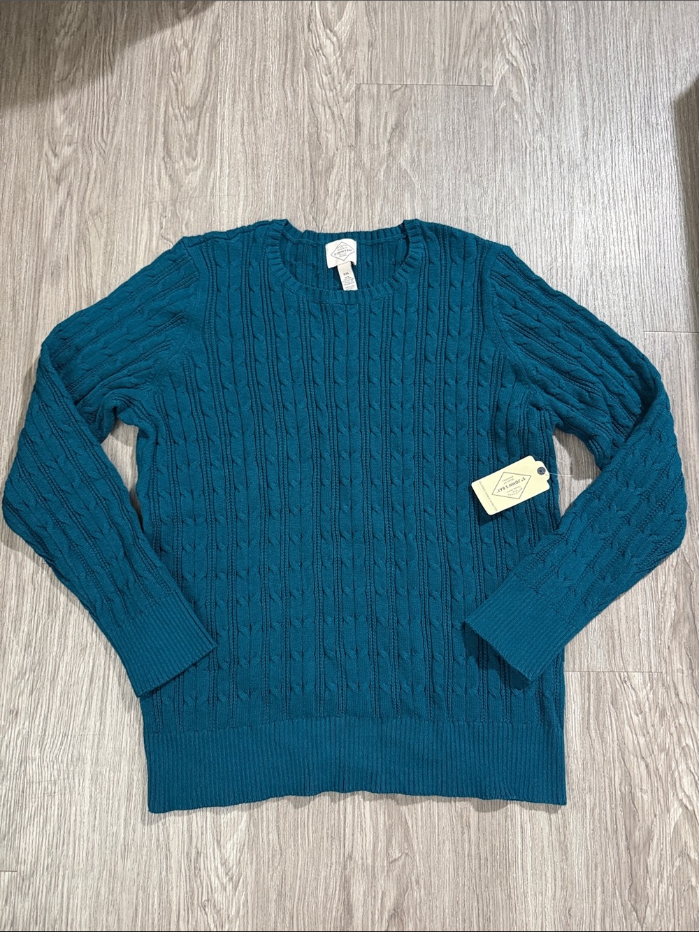 St. John's Bay women Teal Cable Crewneck Sweaters Sz XXL